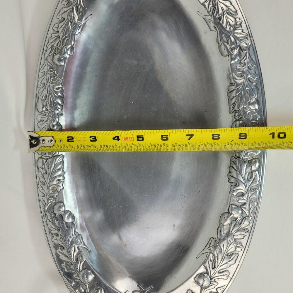 Arthur Court 1987 Vintage Aluminum Oak Leaf Acorn Oval Serving Tray - Picture 7 of 8